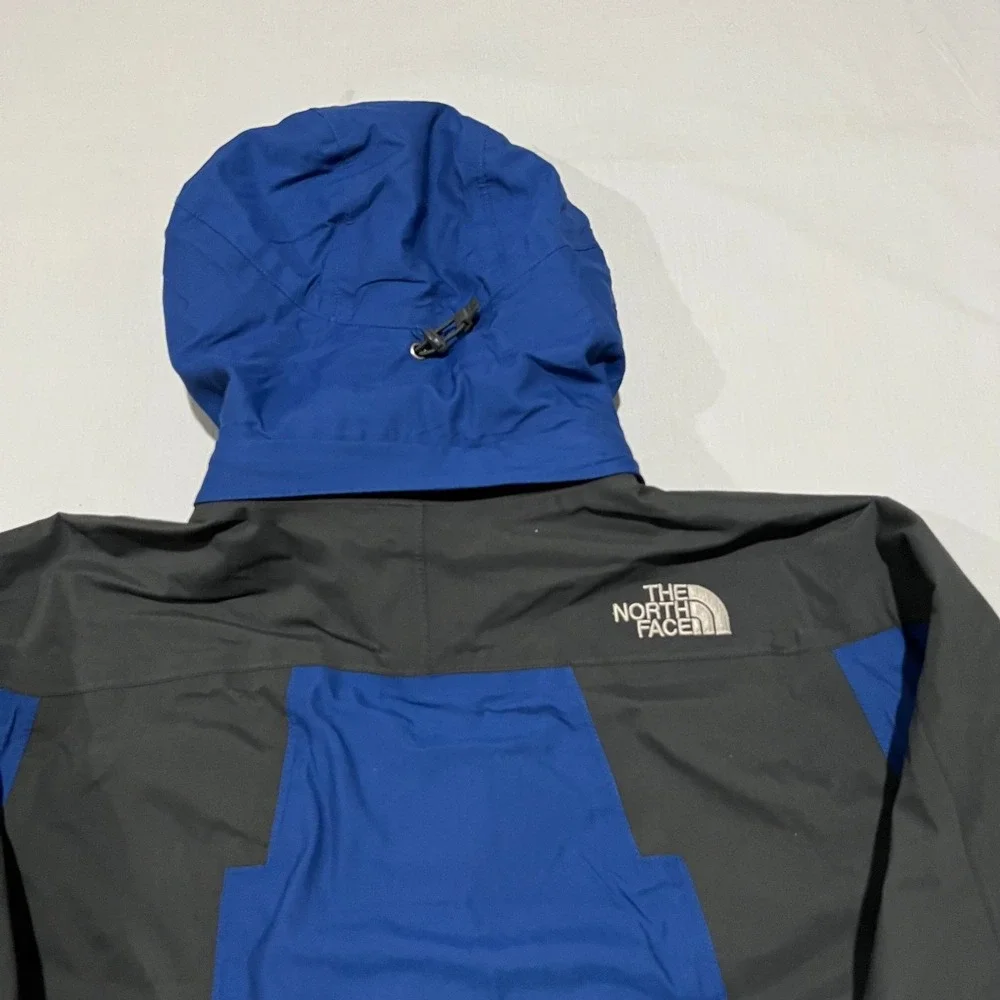 The North Face HyVent Mens Blue Grey Full Zip Hooded Windbreaker Jacket M